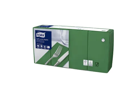 Tork 477420 Soft Lunchservet Advanced Donkergroen 33x33cm 1/8 vouw