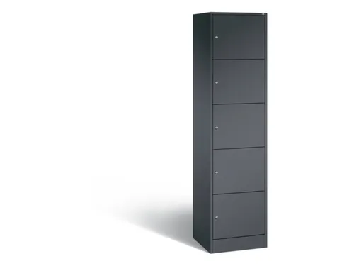 lockerkast,HxBxD 1950x460x480mm,1x5vakken,romp RAL7021,front RAL7021