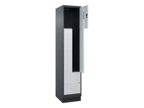 Z-garderobekast,HxBxD 1950x400x500mm,vak B 200/400mm,cil.-slot,sokkel