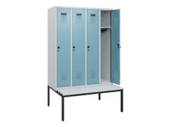 locker met bank,HxBxD 1950x1200x815mm,4vak,vak B 300mm,draaigrendel