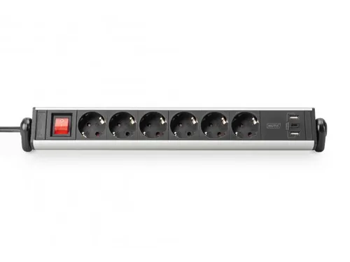 6-voudige kantoorstekkerdoos met 3x USB-poorten