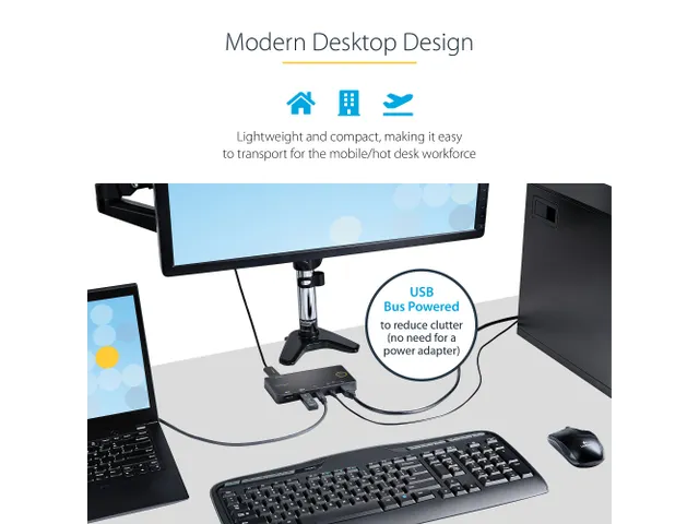 2-Poorts Hybride USB-A + HDMI & USB-C KVM Switch