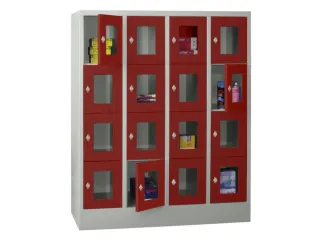 lockerkast,HxBxD 1518x1200x500mm,4x4vakken,RAL7035,front RAL3000 - 2