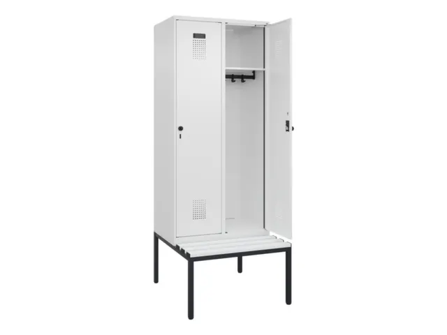 locker met bank,HxBxD 2120x800x815mm,2vak,vak B 400mm,draaigrendel