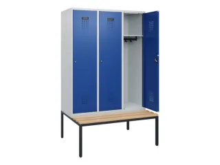 locker met bank,HxBxD 1950x1200x815mm,3vak,vak B 400mm,cilinderslot - 1