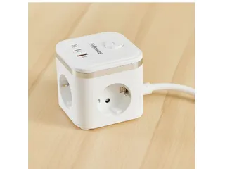 Stekkerblok Fellowes Power Cube F 3-voudig 1xUSB A 2xUSB C 2m wit - 6