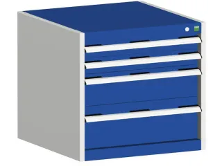 ladekast 600x650x650mm 4laden romp RAL7035 front RAL5010 - 1