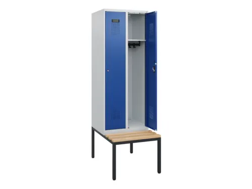 locker met bank,HxBxD 1950x600x815mm,2vak,vak B 300mm,cilinderslot