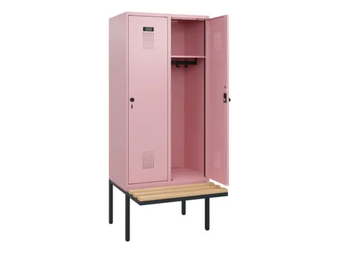 locker met bank,HxBxD 1950x800x815mm,2vak,vak B 400mm,draaigrendel