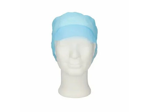 PPnw pet met klep haaropvang, blauw 'snood cap' 1000 Stuks