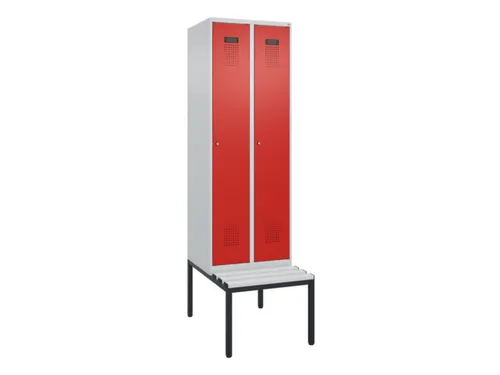 locker met bank,HxBxD 2120x600x815mm,2vak,vak B 300mm,cilinderslot