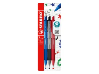 Balpen STABILO pointball colorful medium assorti blister à 3 stuks - 7