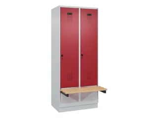 locker met bank,HxBxD 1950x800x815mm,2vak,vak B 400mm,draaigrendel - 2
