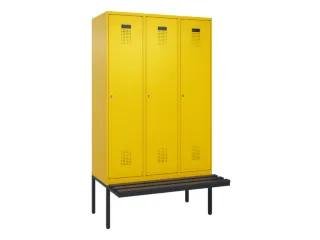 locker met bank,HxBxD 2120x1200x815mm,3vak,vak B 400mm,cilinderslot - 2
