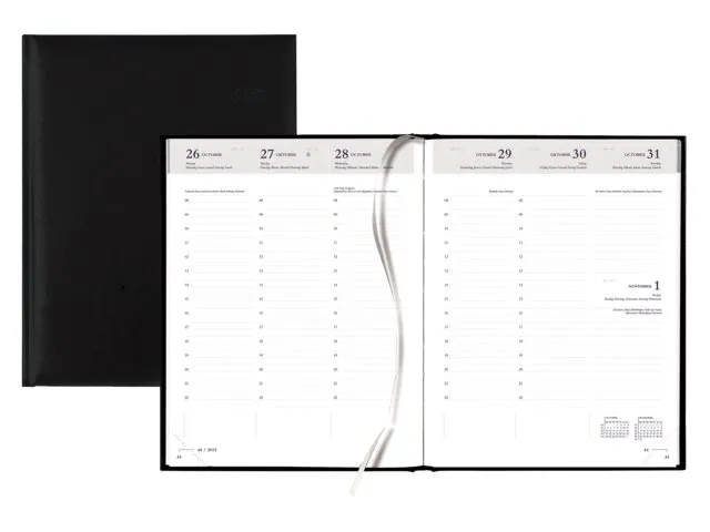 Agenda 2027 Quantore A5 7 jours/2 pages 4 langues noir