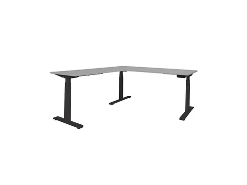 Elektrisch Hoekbureau Dextro Plus 180x200cm Frame Zwart Blad Grijs