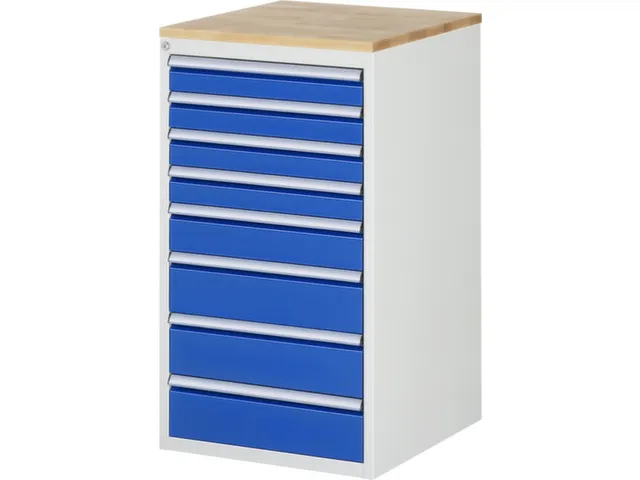 ladekast 1035x580x650mm 8laden cilinderslot RAL7035 RAL5010 beuken