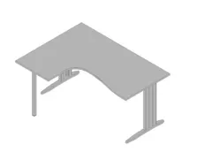 hoekbureau 730x1600x1200mm grijs verdieping links C-voet aluminium