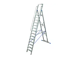 verrijdbare treden-platformladder eenzijdig 14treden stand H 3 3m