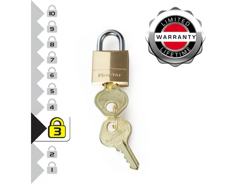Hangslot MasterLock 120EURT 2 gelijksluitend messing 20mm