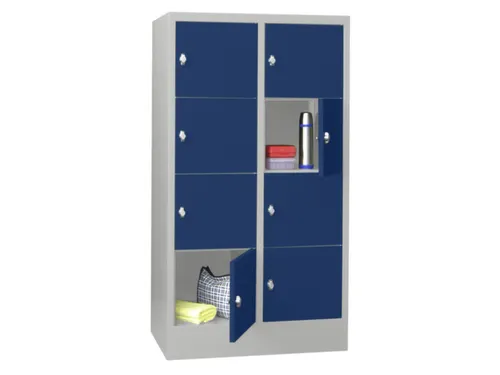 lockerkast,HxBxD 1518x800x500mm,2x4vakken,RAL7035,front RAL5010