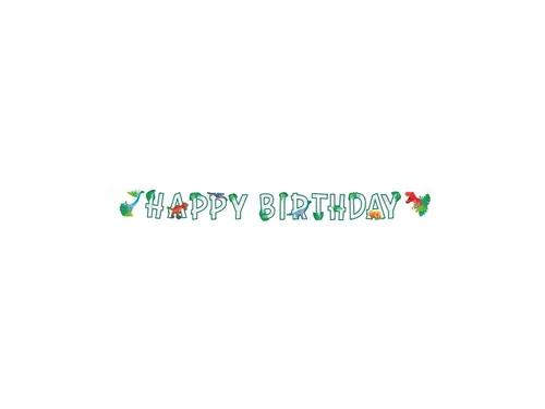 Letterslinger Happy Birthday Dino Groen 2,5 meter