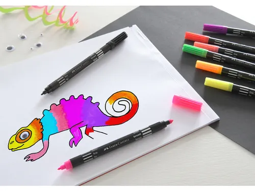 viltstiften Faber-Castell Duo neon kleuren in etui a 10 stuks
