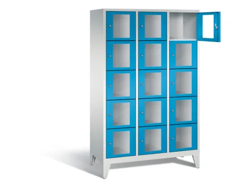 Lockerkast 1850x1200x500mm 3x5 vakken Cilinderslot Poten, RAL5012