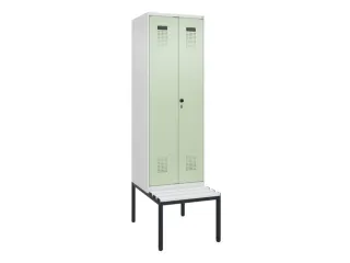 PBM-locker met bank,HxBxD 2120x600x815mm,2vak,vak B 300mm,draaigrendel - 2