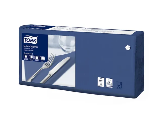 Servetten Tork 477215 2-laags 33x33cm blauw 1/4 vouw 200st.