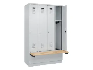 locker met bank,HxBxD 1950x1200x815mm,4vak,vak B 300mm,cilinderslot - 1