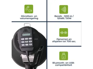 Krachtige 50 W megafoon met ingebouwde sirene Set - 4