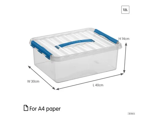 Q-line opbergbox 12L transparant blauw - 40x30x14cm
