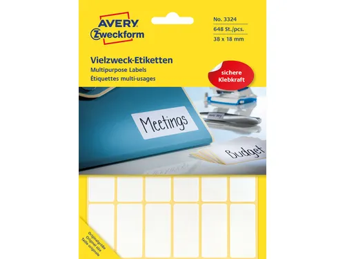 etiket Zweckform 38x18mm wit pakje a 648 etiketjes