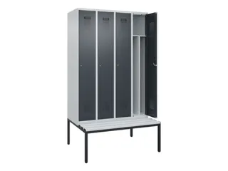 locker met bank,voor scheiding van kleding,HxBxD 2120x1200x815mm,4vak - 1