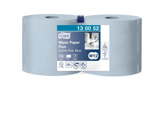 Poetsrol Tork W1 130052 2-laags 26cmx255m 2 Rollen blauw
