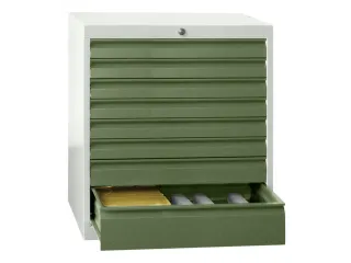ladekast HxBxD 600x715x600mm 5laden slot RAL7035 front RAL6011 - 2