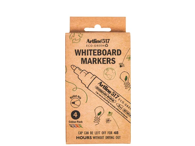 Whiteboardmarker Artline 517 Eco Dry Safe rond Medium assorti 4 stuks