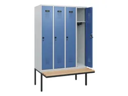 locker met bank,HxBxD 1950x1200x815mm,4vak,vak B 300mm,draaigrendel