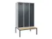 locker met bank,voor scheiding van kleding,HxBxD 2120x1200x815mm,3vak