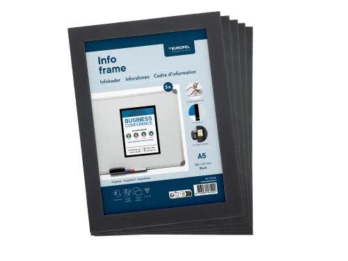Europel Infokader Magnetisch set 5 stuks A5 Zwart