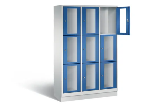 Lockerkast 1800x1200x500mm 3x3 vakken Cilinderslot, Sokkel, RAL5010