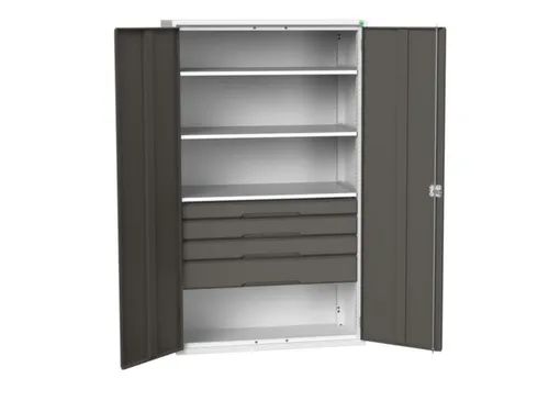 universele kast,HxBxD 2000x1300x550mm,3xStalen bodem,4lade(n)