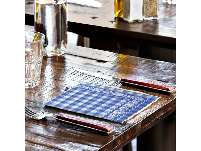 Serviette Tork Lunch 509351 Pli 1/4 Blue check 32,8x32,5cm