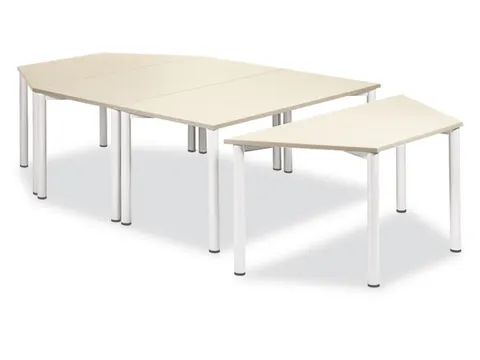 Tafel Ronde Buis Blad Halfrond Hxbxd 72x160x80cm Esdoorn 4voeten Alu