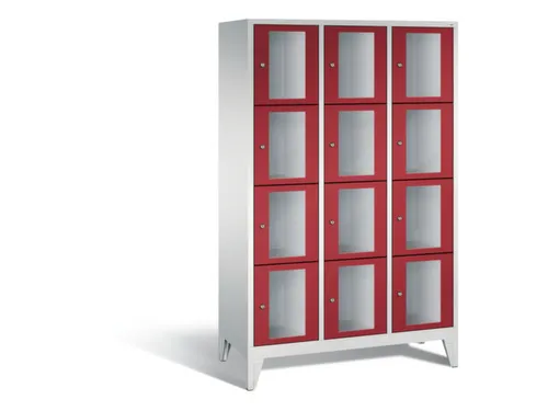 Lockerkast 1850x1200x500mm 3x4 vakken Cilinderslot Poten, RAL3003