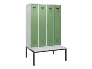locker met bank,HxBxD 1950x1200x815mm,4vak,vak B 300mm,cilinderslot - 2