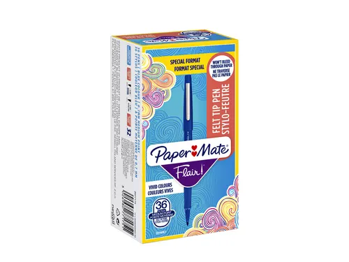 Fineliner Paper Mate Flair Original medium blauw valuepack à 36 stuks