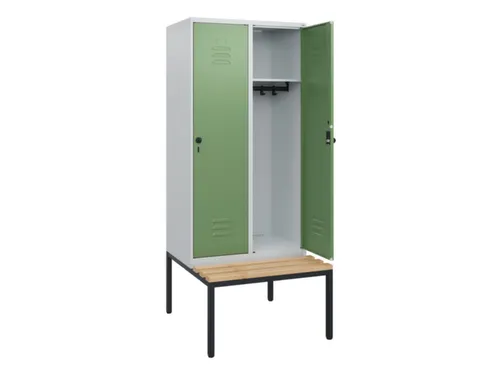 locker met bank,HxBxD 1950x800x815mm,2vak,vak B 400mm,draaigrendel