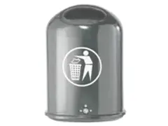 OUTLET Afvalbak Staalplaat 45 Liter Ovale Opening Standaard Antraciet